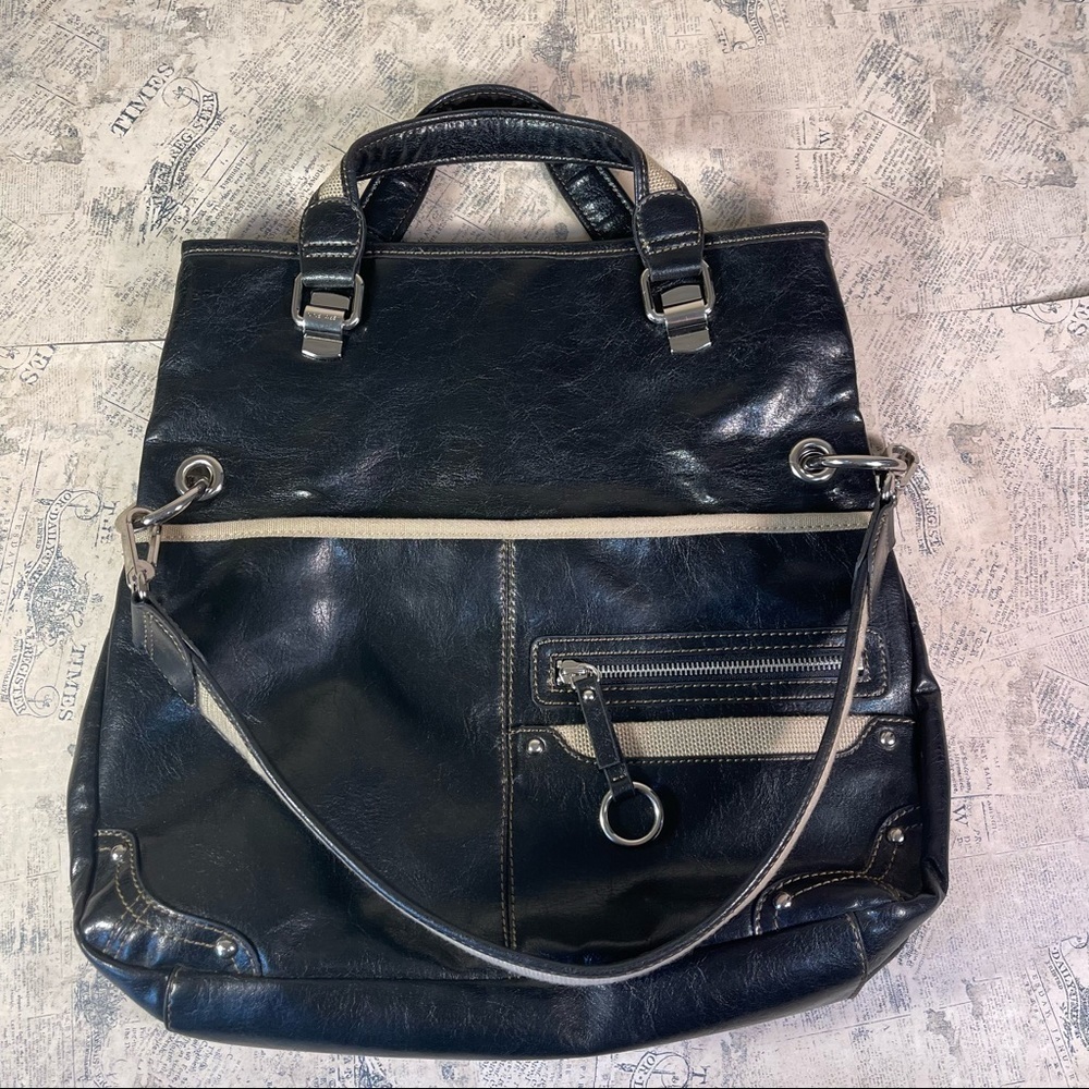 Nine West Black Shoulder Bag Classic Everyday Purse Silver Hardware - Picture 8 of 14